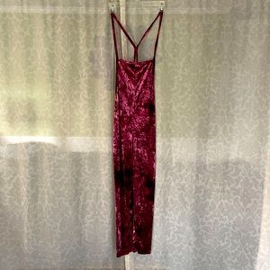Crushed crimson velvet overalls